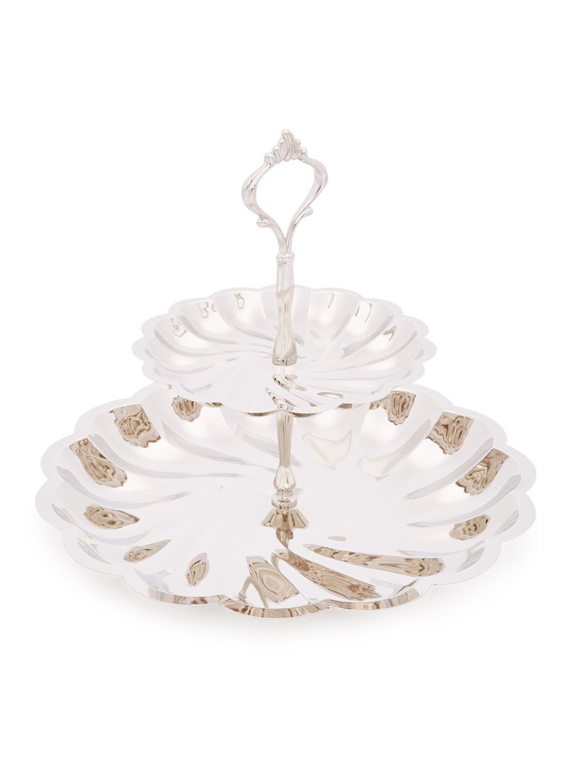 لينكيدج طبق تقديم حلويات مزدوج الرفوف مصنوع من الستانلس ستيل بحجم قياسي وألوان متعددة - Image 2