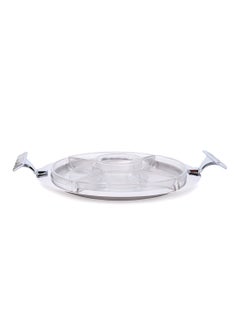 REGENT Orient 5 Comprtment Round Utensil Clear/Silver 39 x 31cm  - Image 1