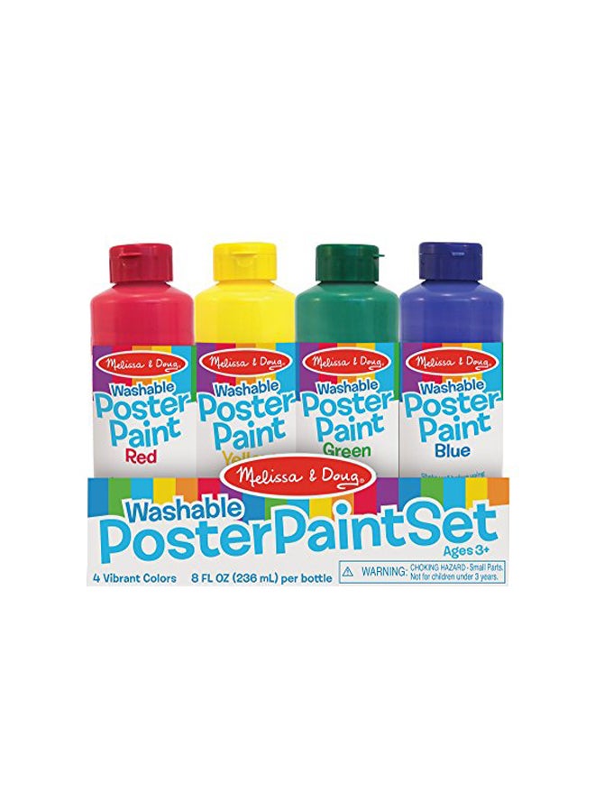 4-Piece Washable Poster Paint 4127 Red/Yellow/Blue