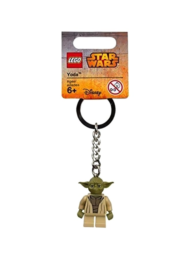 ليغو سلسلة مفاتيح بتصميم مجسم صغير لشخصية يودا من فيلم «Star Wars 2015» أخضر/بيج/فضي