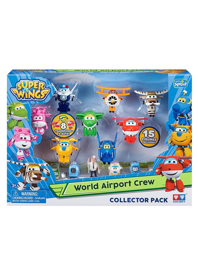 SUPER WINGS 15-Piece Transform A Bots World Airport Crew Collector Set 2 inch  - Image 2