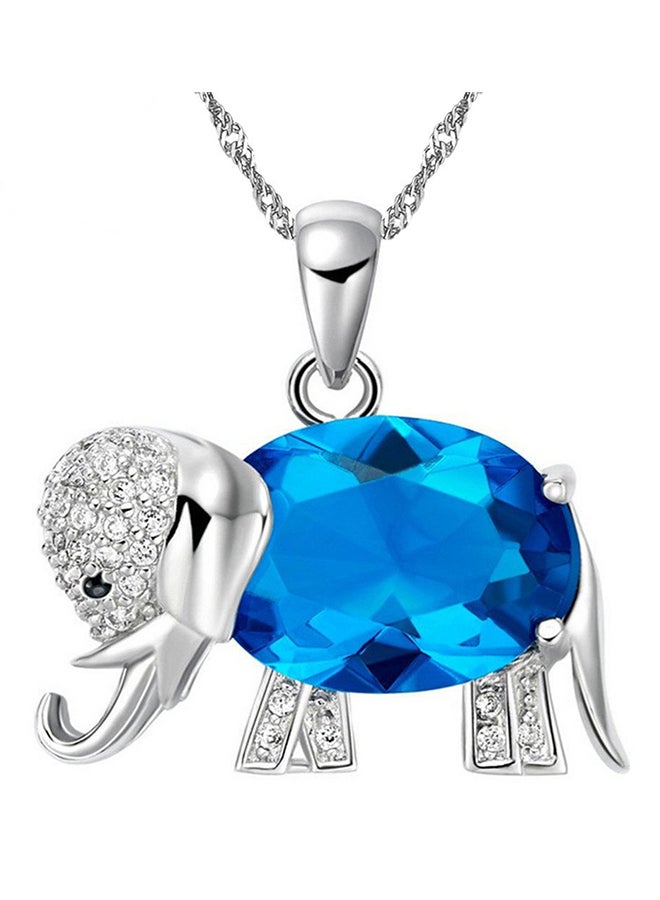 Uloveido - Cubic Zirconia Oval Cut Lucky Elephant Pendant Necklaces Charm Animal Jewelry - Image 1