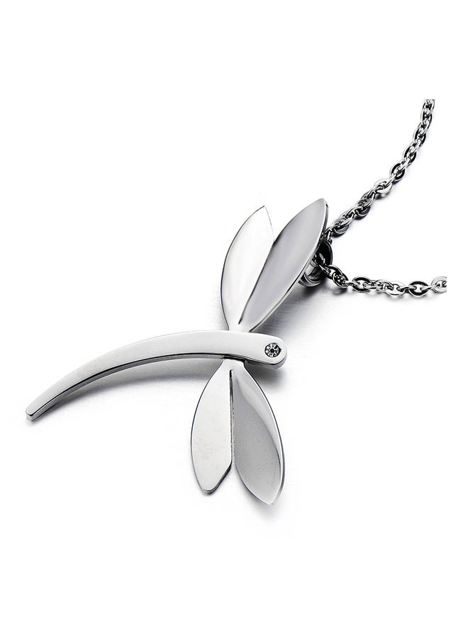 COOLSTEELANDBEYOND - Lovely Dragonfly Pendant Necklace Stainless Steel withChain - Image 1