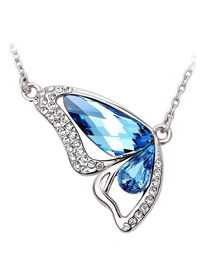Infinite U Butterfly Wing Teardrop Waterdrop Austrian Crystal Pendant Necklace 