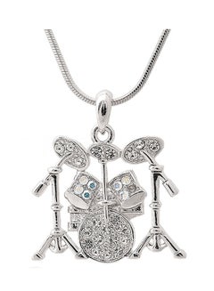 SpinningDaisy Silver Plated Crystal Drum Set Necklace 