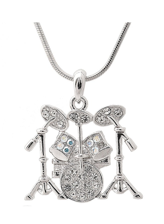 SpinningDaisy Silver Plated Crystal Drum Set Necklace