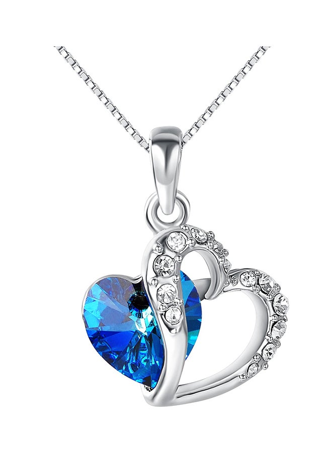 Yoursfs Heart Shaped Birthbone Necklace Blue Crystal Zirconia Long Chain Necklace - Image 1