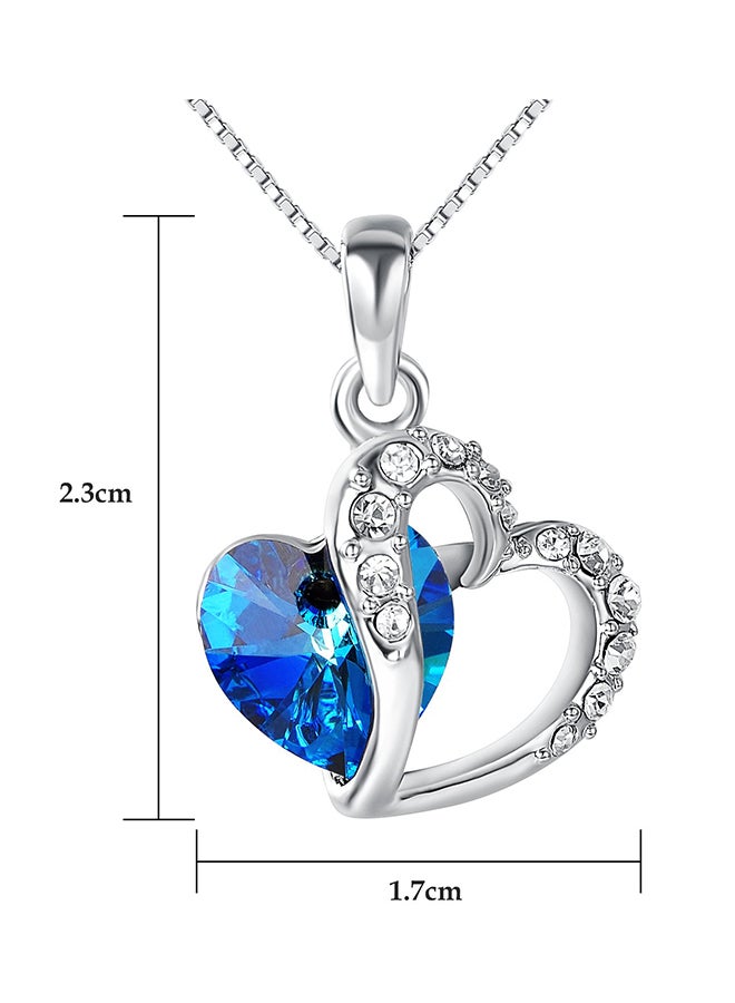 Yoursfs Heart Shaped Birthbone Necklace Blue Crystal Zirconia Long Chain Necklace - Image 2