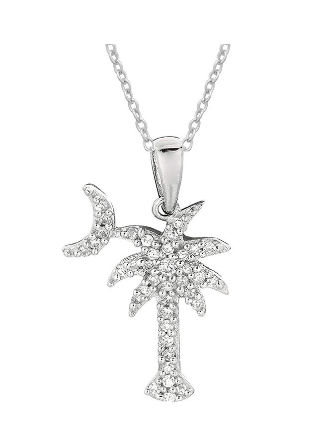 ريتا ستيفنز قلادة بدلاية لامعة بشكل نخلة وقمر مرصعة بالزركونا المكعبة