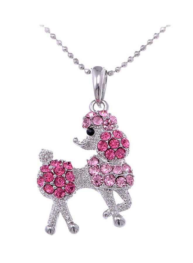 Alilang Rhinestones Poodle Puppy Dog Pendant Necklace 