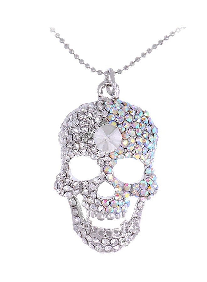 Alilang Crystal Rhinestone Studded Skeleton Skull Head Pendant 