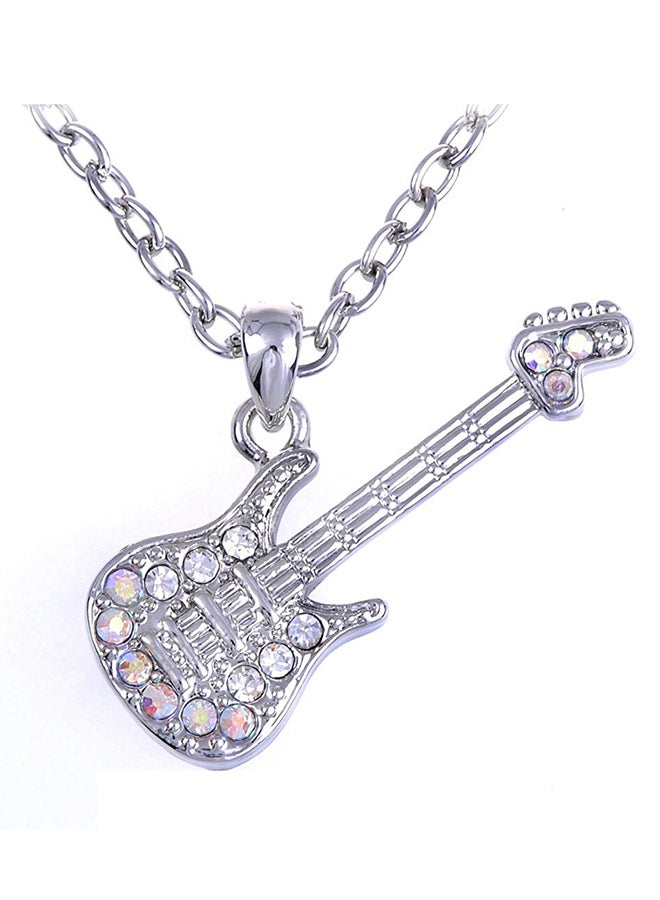 Alilang Petite Rock Star Electric Guitar Crystal Rhinestone Pendant Necklace 