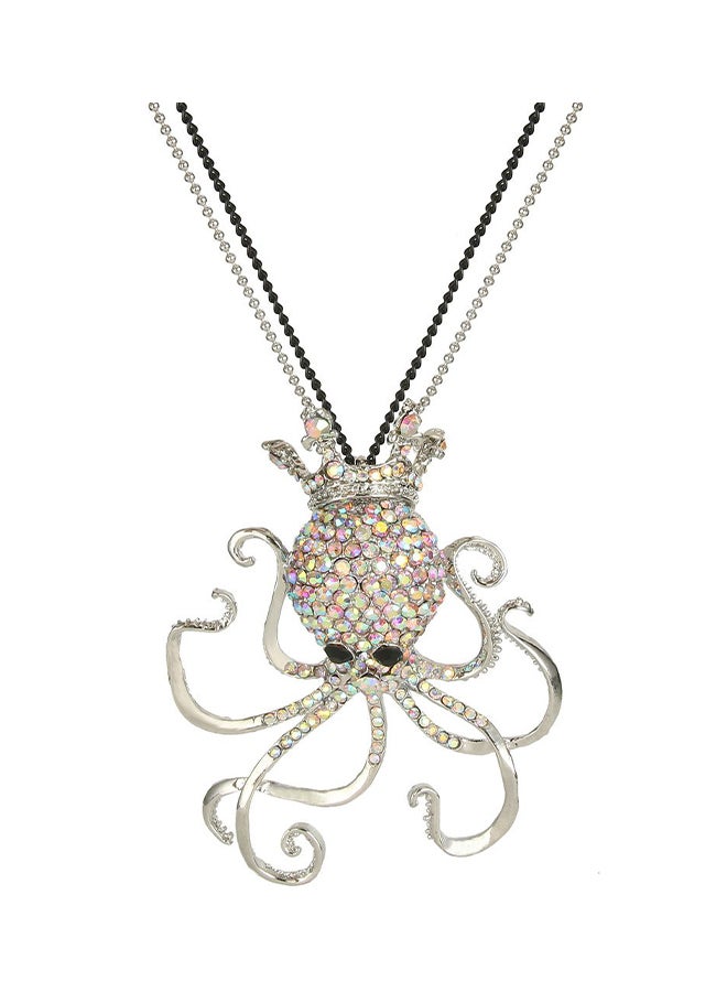 EVER FAITH Lovely  Octopus Crown Pendant Necklace 