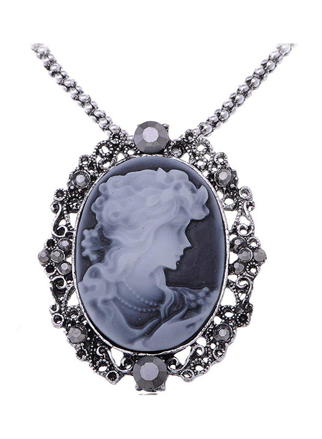 Alilang Victorian Gunmetal Lady Maiden Maid Woman Cameo Custom Pendant Necklace 