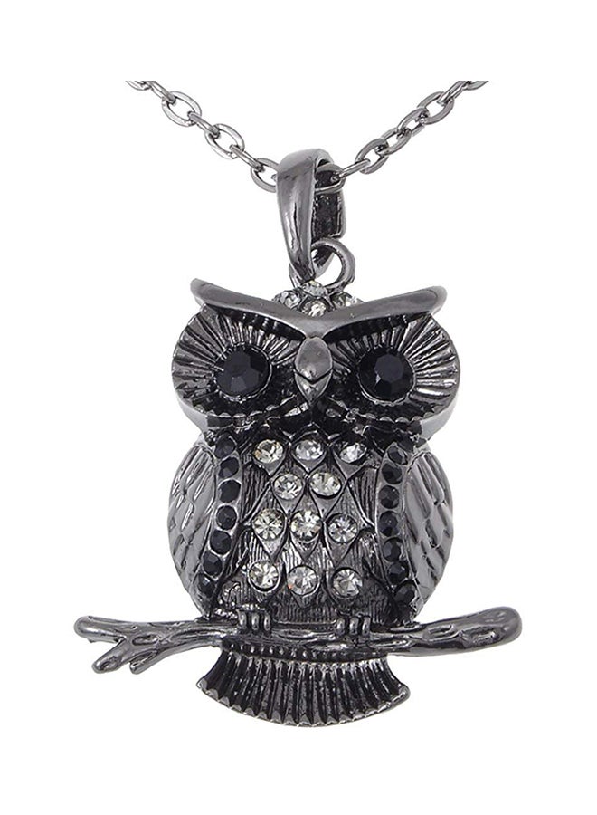 Night Crystal Rhinestone Owl Perched Branch Tree Pendant Necklace - v1553541394/N21645283A_1