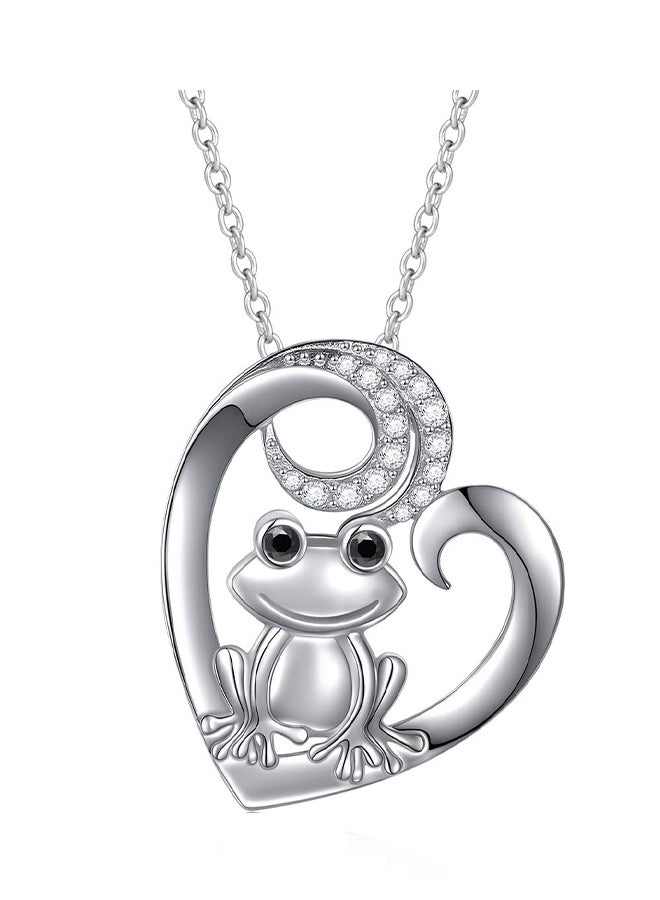 ALPHM Frog Love Heart Animal Pendant Necklace Chain - Image 1