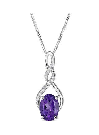 Amethyst Necklace In Sterling Silver With Diamond Accents - v1553541449/N21646050A_1