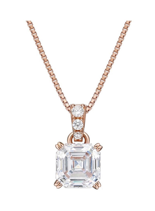 Nana Asscher Cut Solitaire PendantAdj. Box Chain Flashed