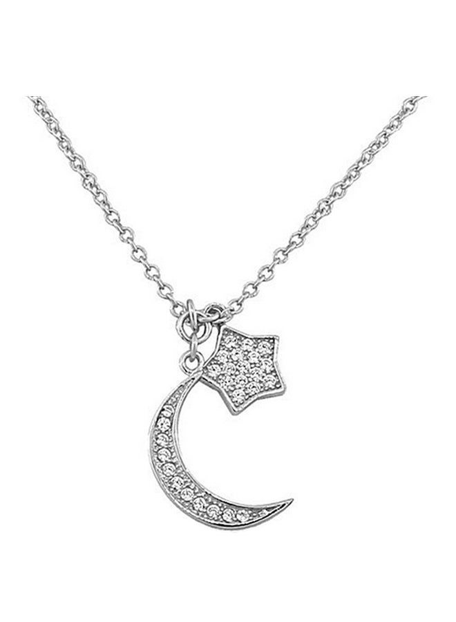 CZ Half-Moon Star Pendant Necklace - v1553541484/N21646348A_1