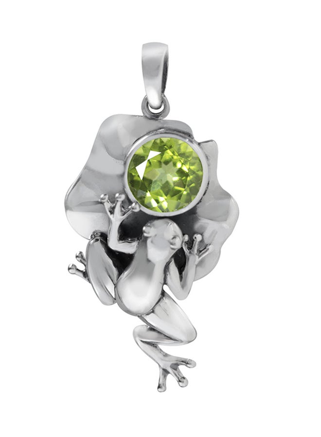 Silvershake Lotus Leaf Frog Pendant 
