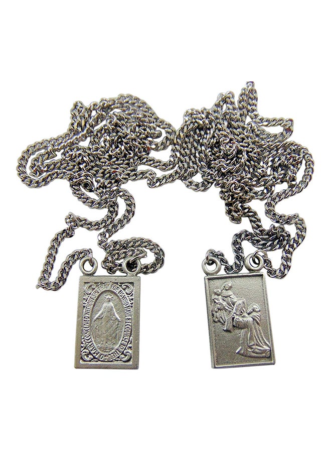 قلادة بدلاية مزينة بعبارة "Our Lady Of Mount Carmel And Sacred Heart"
