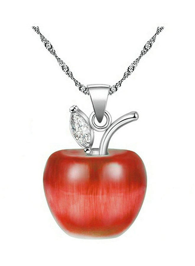 Uloveido Candy Apple Cubic Zirconia Pendant Statement Necklace 