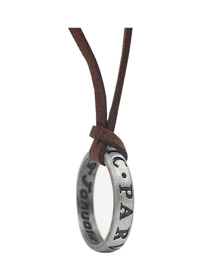 BAEBAE Uncharted 4 Drake Engraved Ring Pendant Necklace with leather Chain