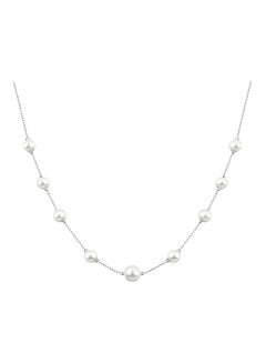 Strand Necklace with Swarovski Crystal Simulated White Pearls 18 ct White Gold Plated - v1553541627/N21649680A_1