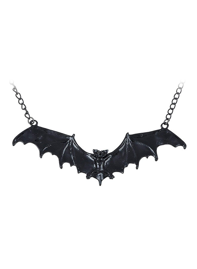 Alilang Frightening Halloween Enamel Paint Flying Bat Metal Chain Necklace Pendant 