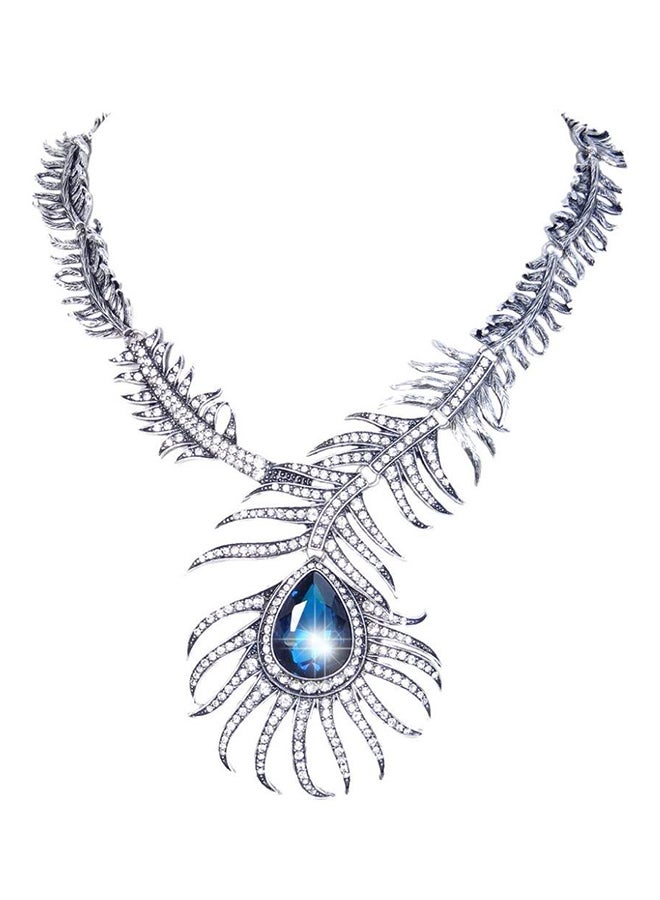 إيفر فيث قلادة للزينة على شكل ريش الطاووس ومزينة بحجر على شكل دمعة
