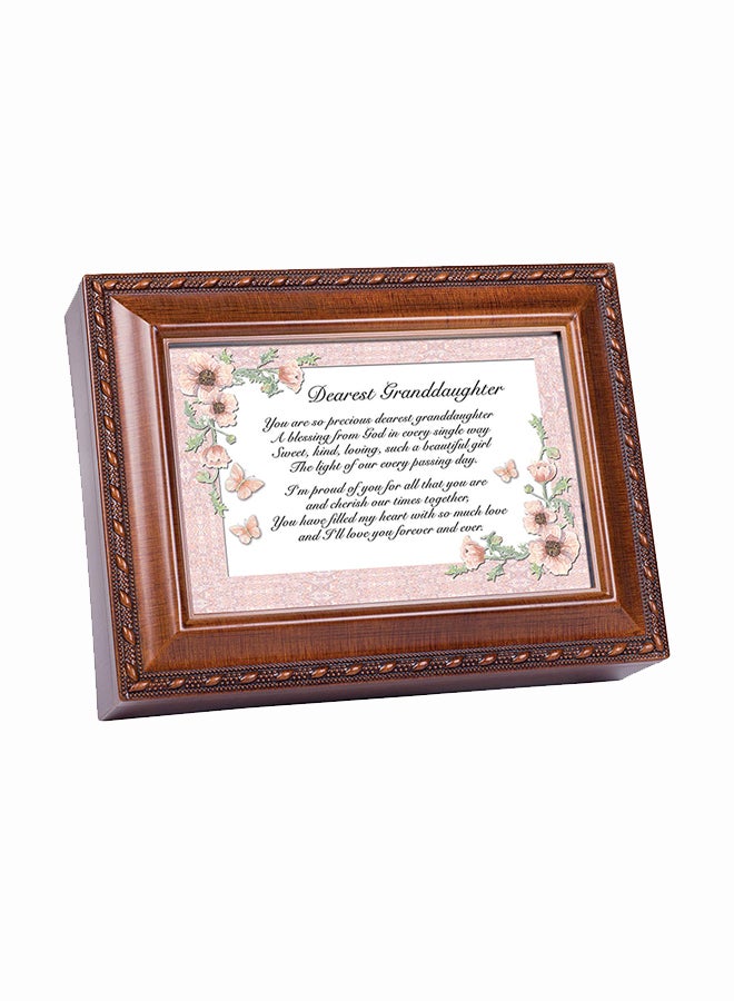 Cottage Garden - Dearest Granddaughter Woodgrain Music Box - Image 1