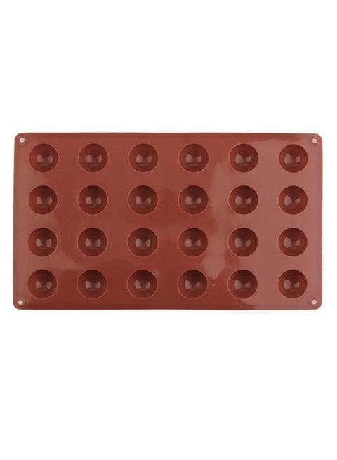 24-Hole Round Ball Shape Chocolate Mold Brown 27x27x13mm