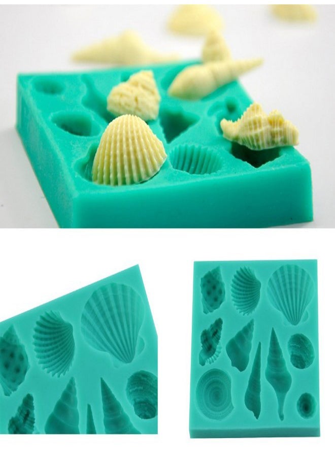 Generic - 3D Seashell Beach Shells Cake Molds Chocolate Mould Decoration Blue - Image 1