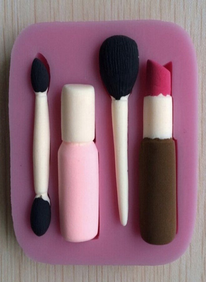 3D Makeup Tools Design Fondant Cake Chocolate Mould Pink 6 x 5.6centimeter - Image 2