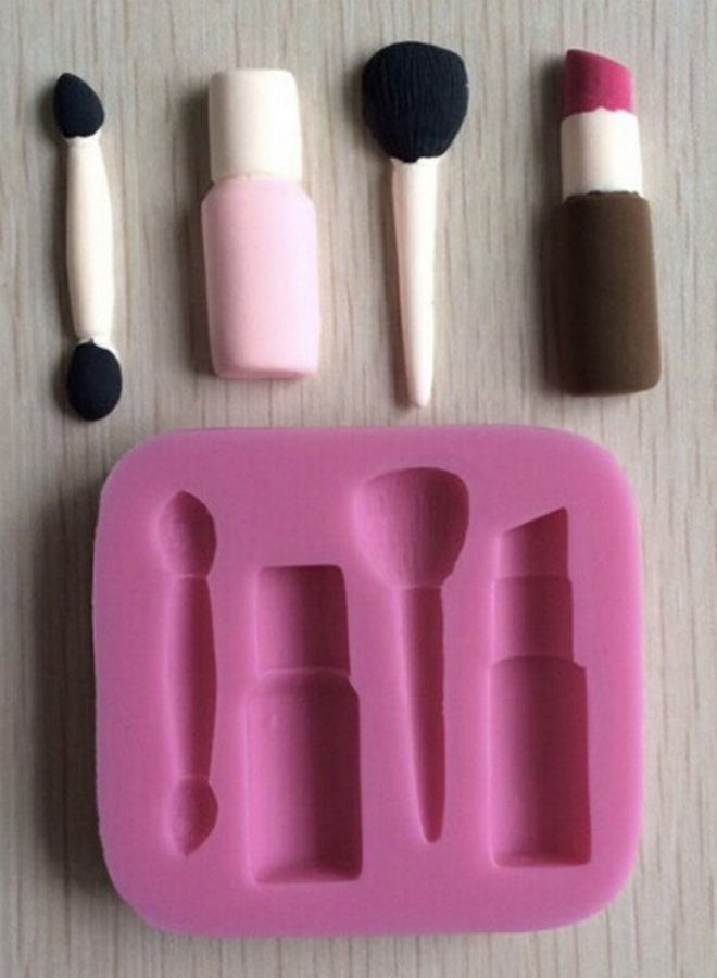 3D Makeup Tools Design Fondant Cake Chocolate Mould Pink 6 x 5.6centimeter - Image 3