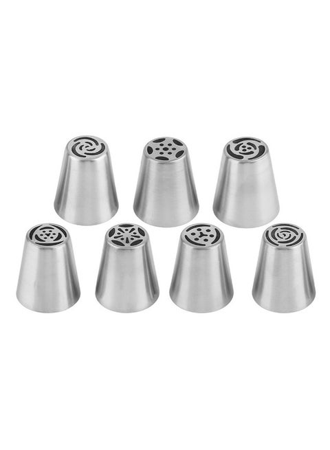 7-Pieces Cake Decorating Nozzle Set Silver