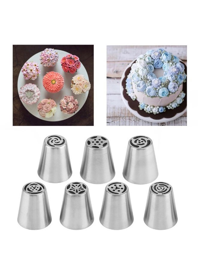 طقم فوهات تزيين الكيك من 7 قطع فضي - Image 2