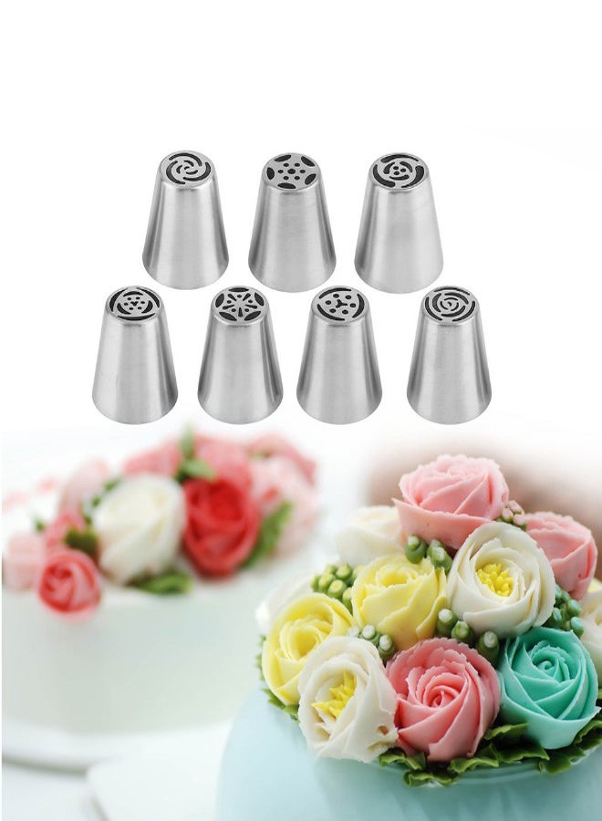 طقم فوهات تزيين الكيك من 7 قطع فضي - Image 3