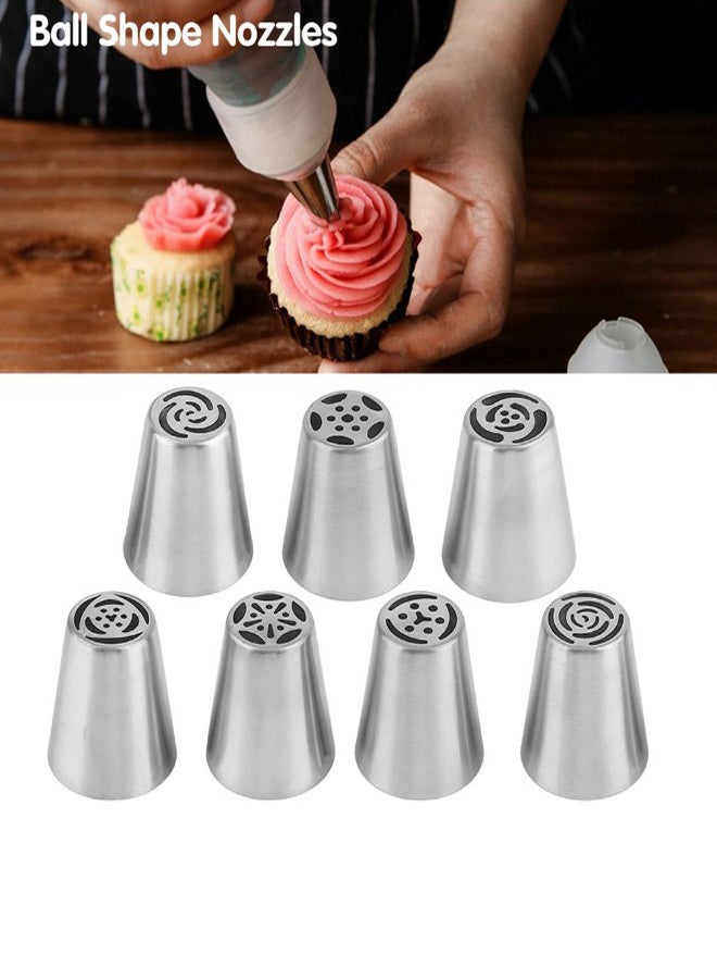 طقم فوهات تزيين الكيك من 7 قطع فضي - Image 4