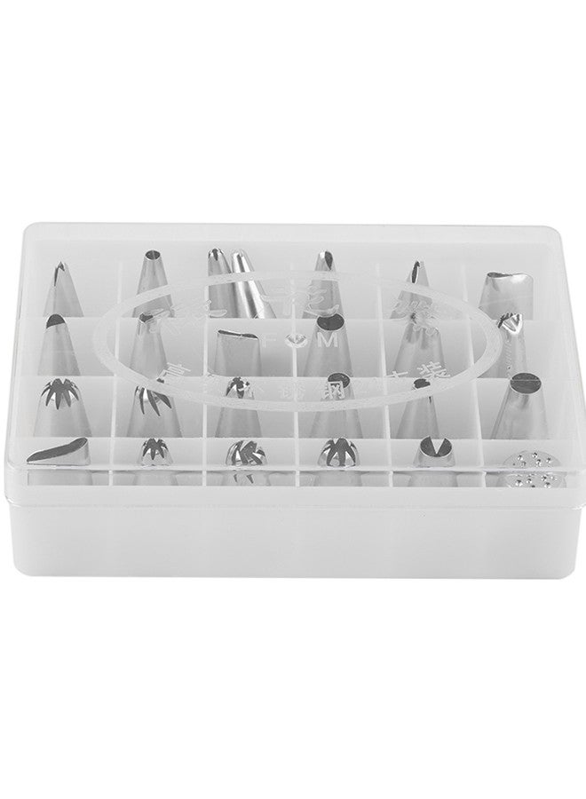 24-Pieces Piping Nozzles Pastry Tips Cupcake Cake Decorating DIY Tool Silver - Image 1