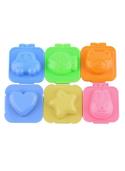 6-Piece Boiled Egg Sushi Rice Mold Set Multicolour 6.5 x 7.5centimeter