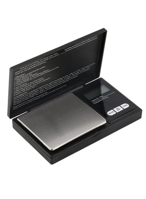 Portable Digital Jewelry Balance Weight Scale Black/Silver 12.8x1.8x7.6centimeter