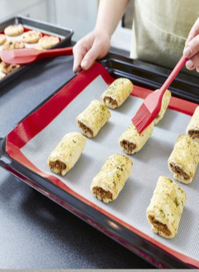 لوح خبز مضاد للالتصاق من مادة قابلة للاستخدام مع الطعام أبيض/أحمر 26 x 29 x 0.7سم - Image 4