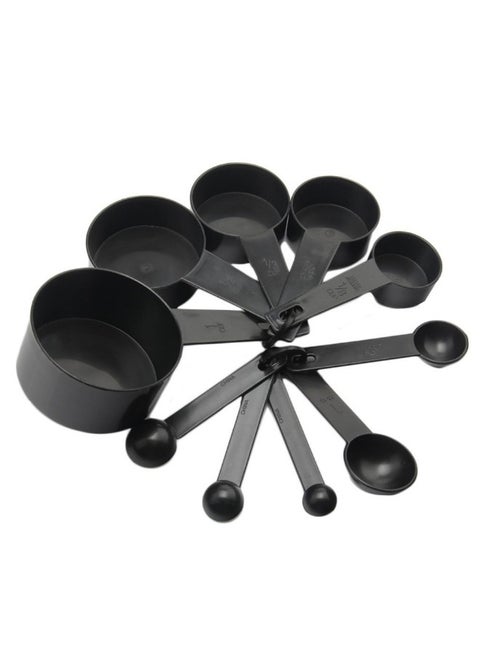 10-Piece Measuring Spoons Cups Set Tools Black