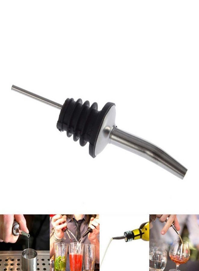 Spirit Pourer Flow Wine Bottle Spout Stopper أسود/ فضي 113 x 29مم  - Image 2