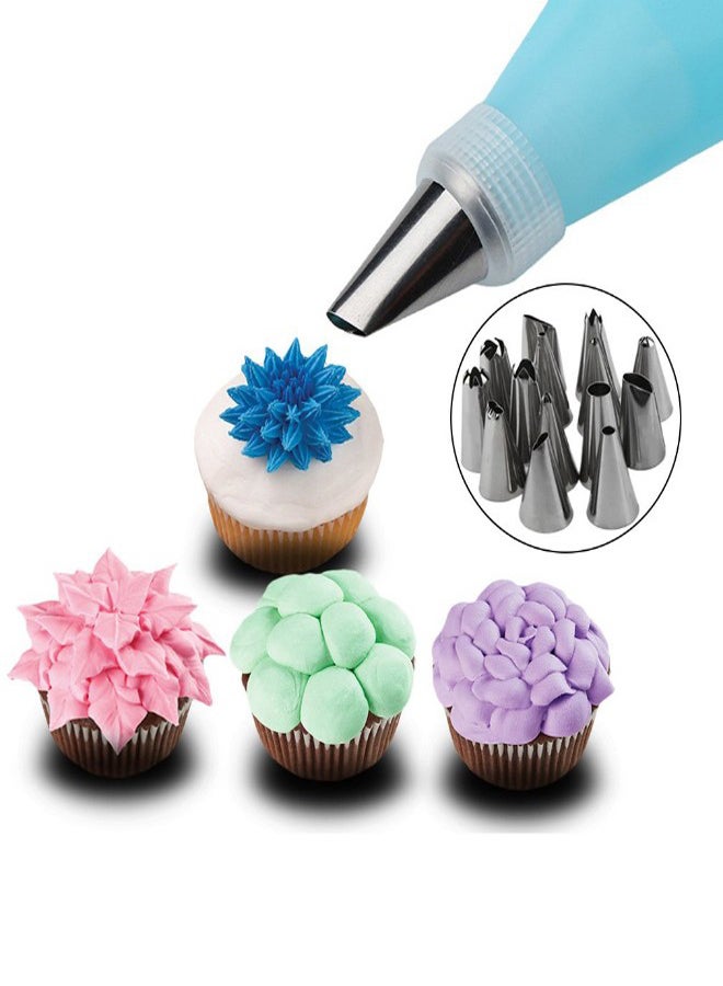 Silicone Ice Piping Cream Pastry Bag Cake Blue/Silver 31centimeter  - Image 3