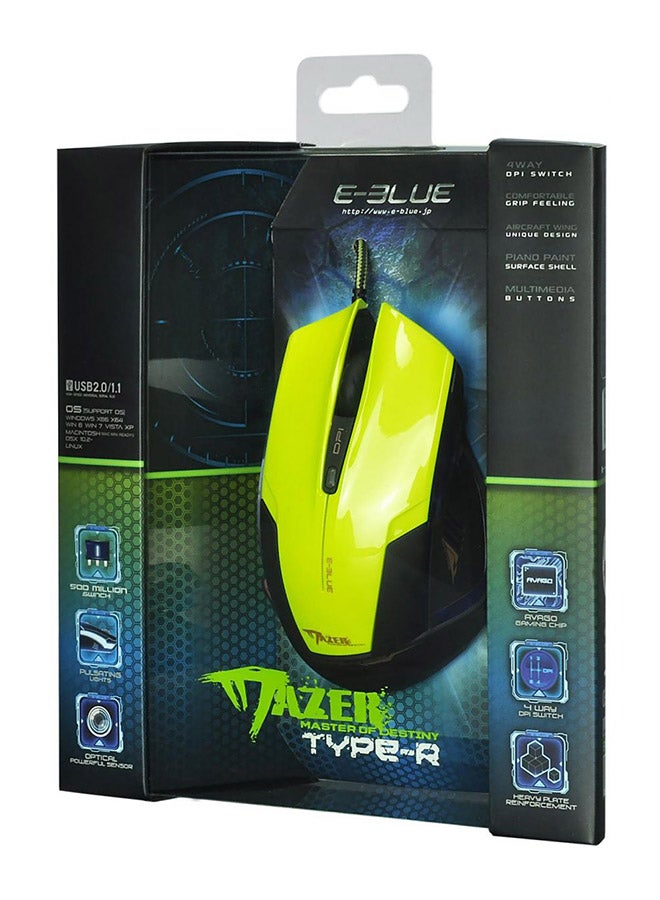 E-blue - Mazer Type-R Wired Optical Gaming Mouse Green/Black - Image 1