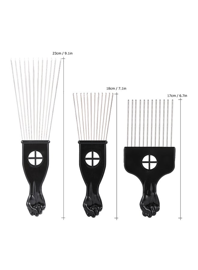 ANSELF 3-Piece Metal Afro Comb Black 1.00cm - Image 1