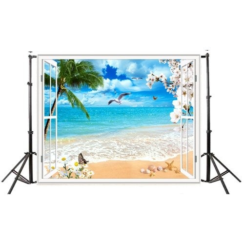 Generic 3D Seascape Beach Pattern Background Backdrop Blue/Green/Brown  - Image 1