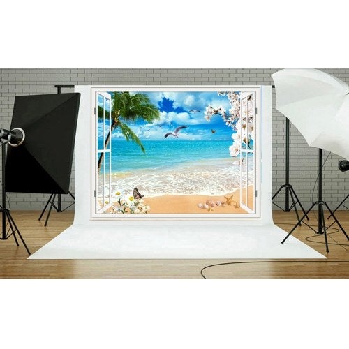 Generic 3D Seascape Beach Pattern Background Backdrop Blue/Green/Brown  - Image 2
